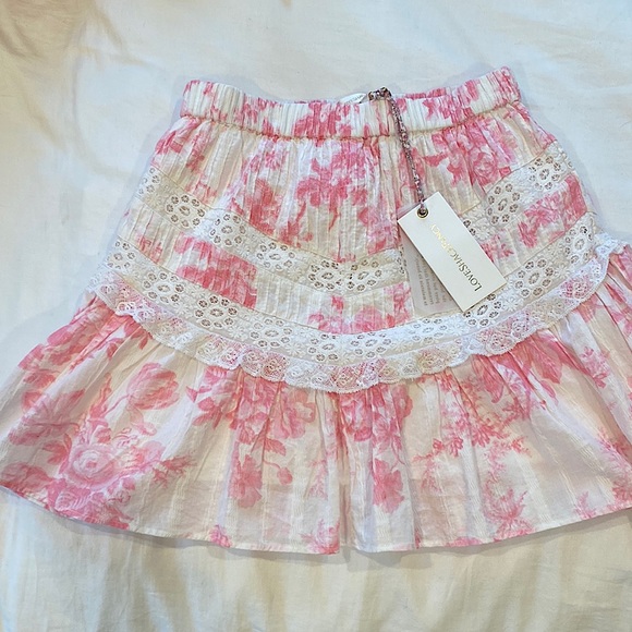 LoveShackFancy cove skirt (cotton pink cream)